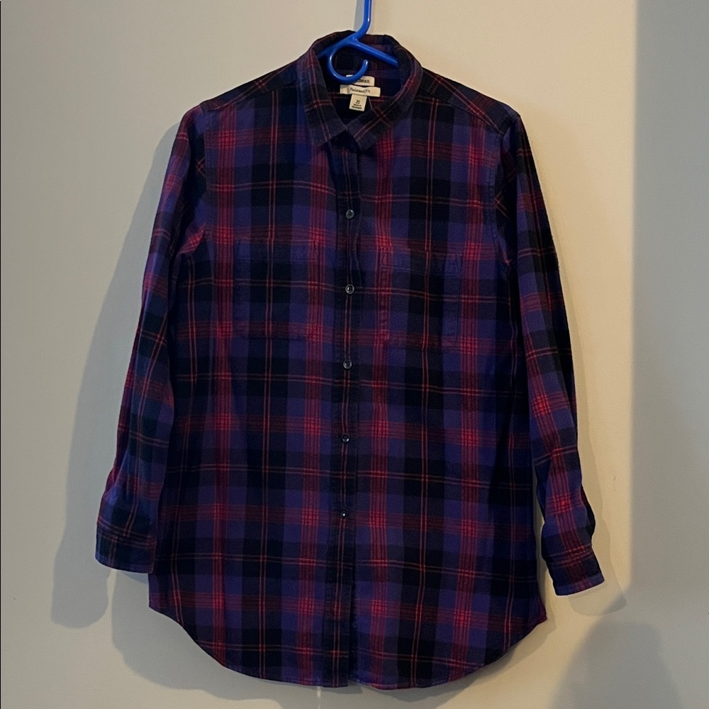 L.L. Bean Women’s Purple & Black Plaid Flannel